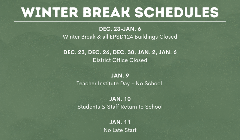 Winter break schedule